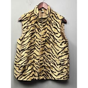 Josephine Chaus Full zip vest Womens size small‎ animal print Fleece